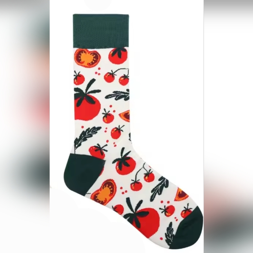 Tomato Theme Novelty Fashion Socks Crew Socks New Green & Red